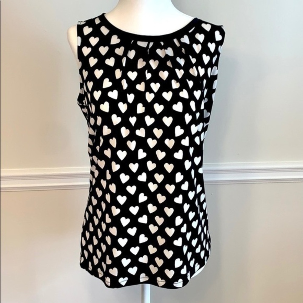 BANANA REPUBLIC Hearts Black & White Print Top S